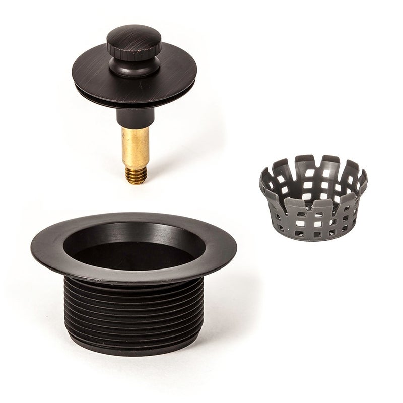 PermaFLOW PF WaterWorks Lift Lock (Push Pull) Bathtub/Bath Tub Drain Assembly with Gasket - Coarse Thread 11.5 Threads Per Inch - FREE Hair Catcher/Strainer to Eliminate Clogs;Oil Rubbed Bronze; PF0940-ORB-LL-C - Image 1